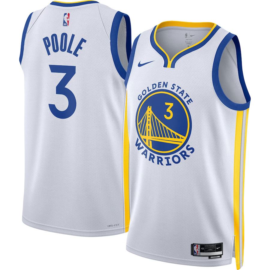 Men Golden State Warriors 3 Jordan Poole Nike White 2022-23 Swingman NBA Jersey